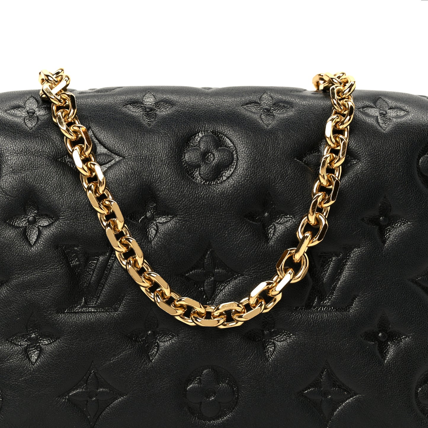 Lambskin Embossed Monogram Pochette Coussin Black