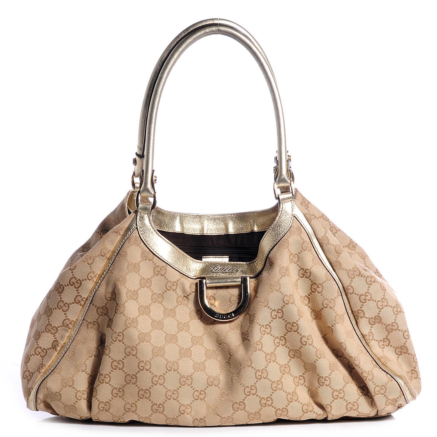 Monogram D Gold Large Shoulder Bag Metallic Gold