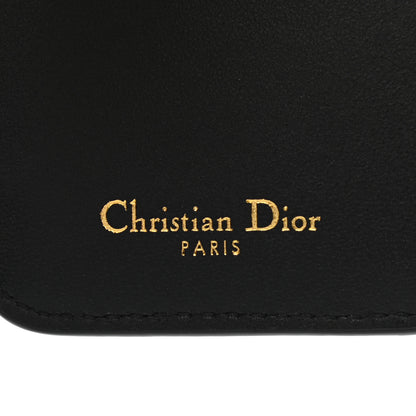Christian Dior Grained Calfskin Supple Cannage Caro Scarlet Zipped Wallet Black 6 of 8