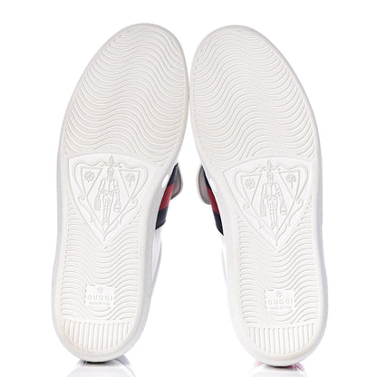 Gucci Calfskin Ayers Web Blind for Love Embroidered Mens Ace Sneakers 8 White 5 of 12