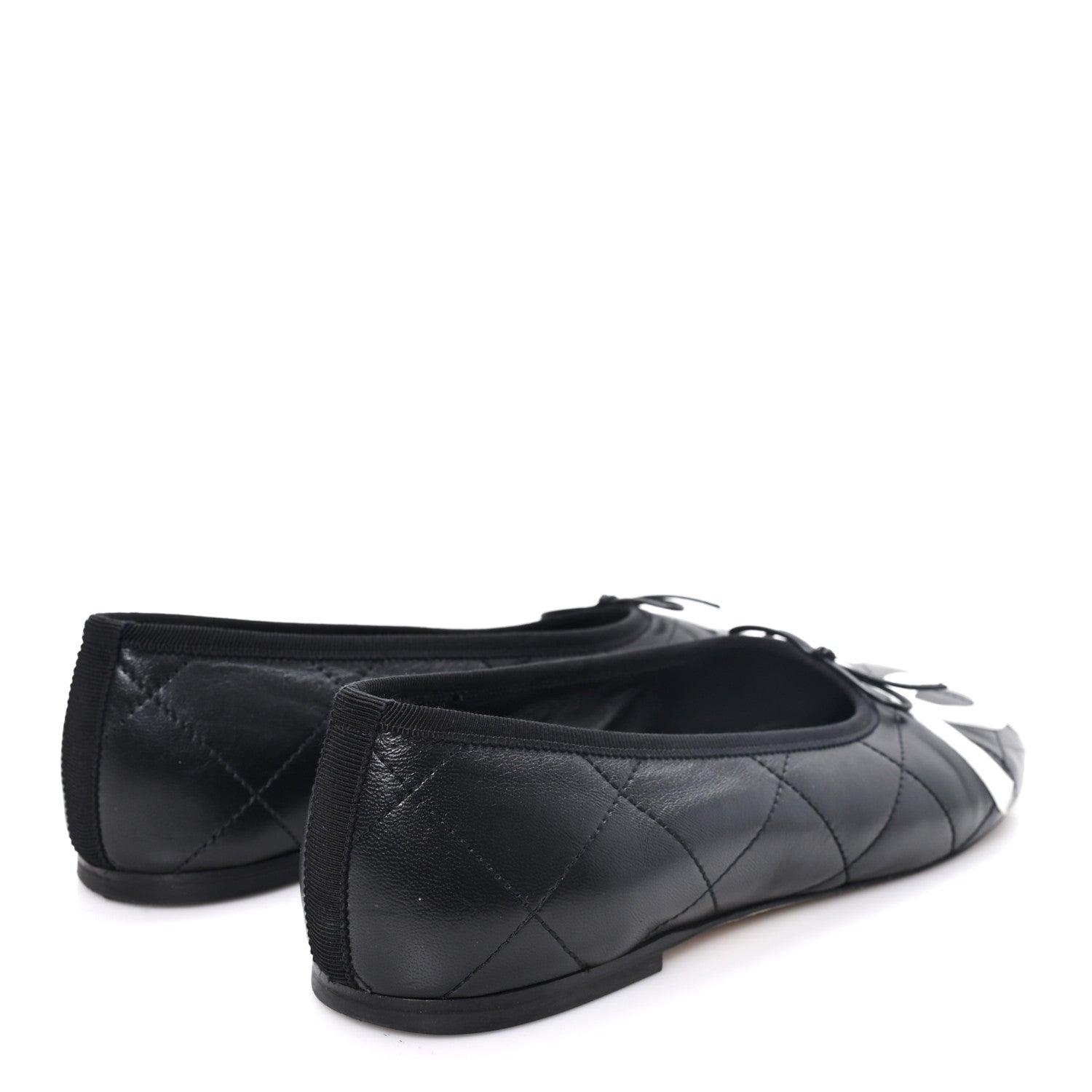 Chanel Lambskin Quilted CC Cambon Ballet Flats 42 Black White 5 of 9