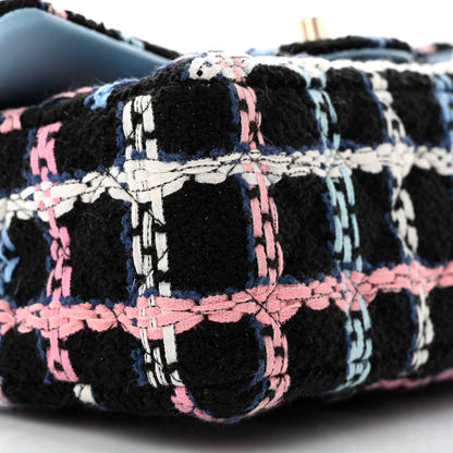Chanel Tweed Quilted Mini Rectangular Flap Black Pink Blue Ecru 10 of 11