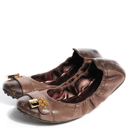 Louis Vuitton Monogram Iridescent Leather Lucky Ballerina Flats 37 Brown 3 of 7