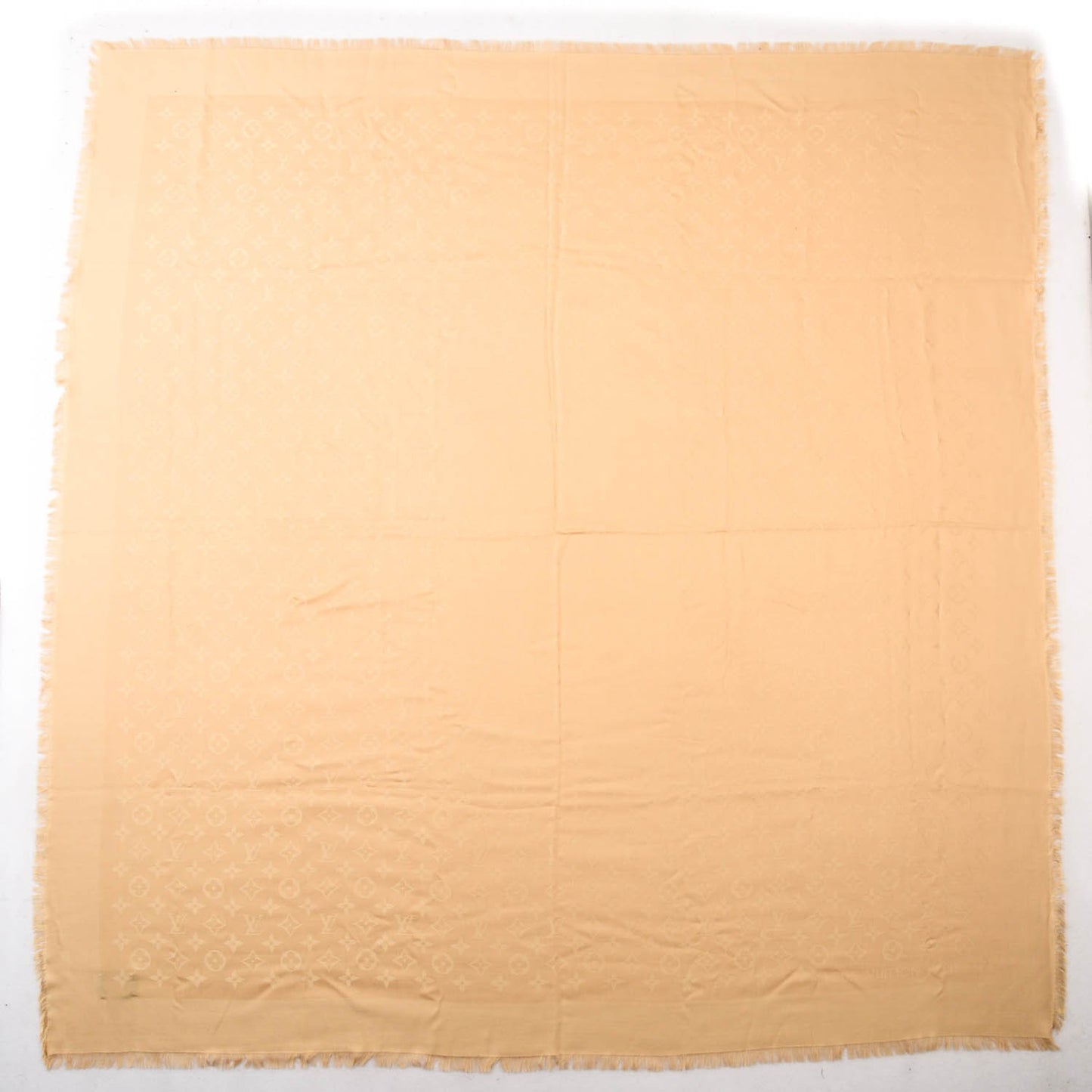 Silk Wool Monogram Shawl Beige