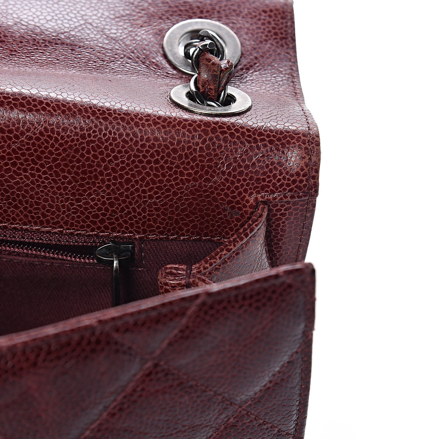 Crumpled Grained Calfskin Medium CC Crave Flap Bordeaux