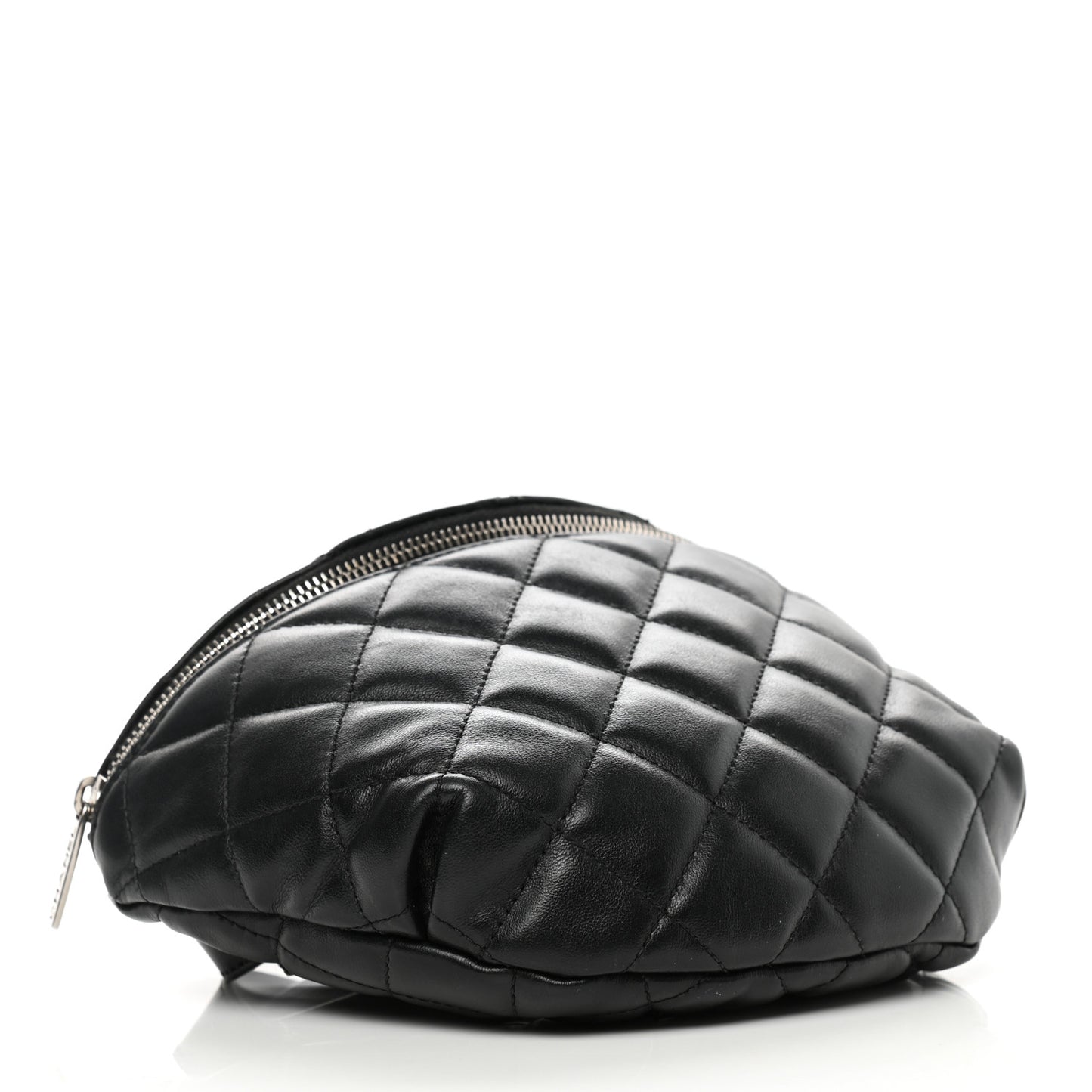 Lambskin Quilted Waist Belt Bag Black
