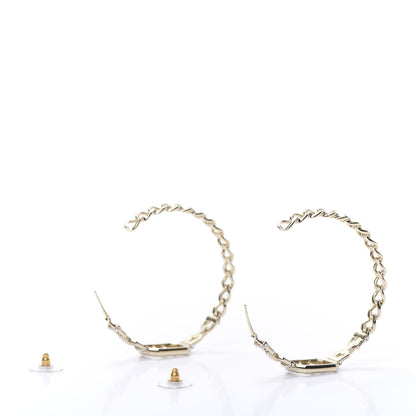 Chanel Crystal CC Vendome Hoop Earrings Gold 3 of 5