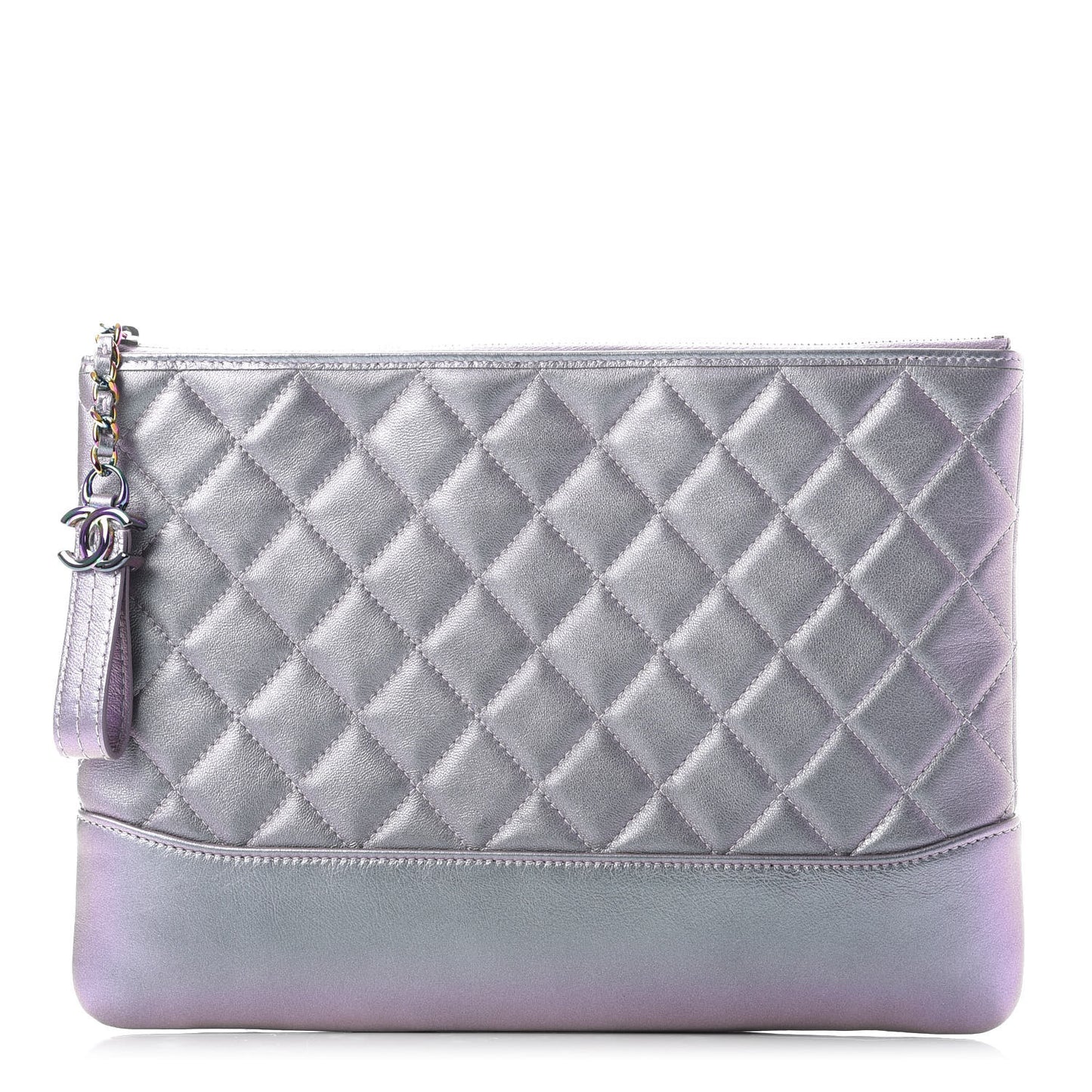 Iridescent Lambskin Quilted Medium Gabrielle Cosmetic Case Light Purple