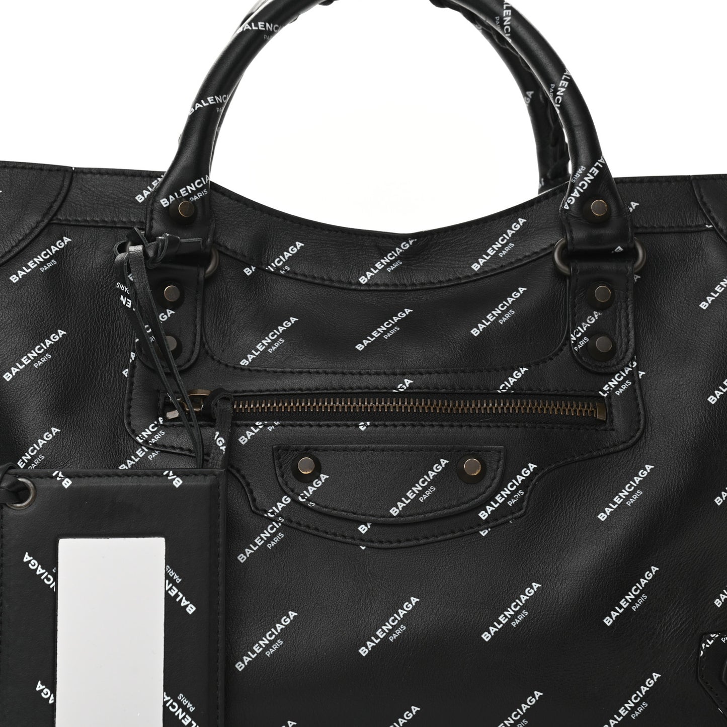 Veau Allover Logo Classic Hardware City Black White