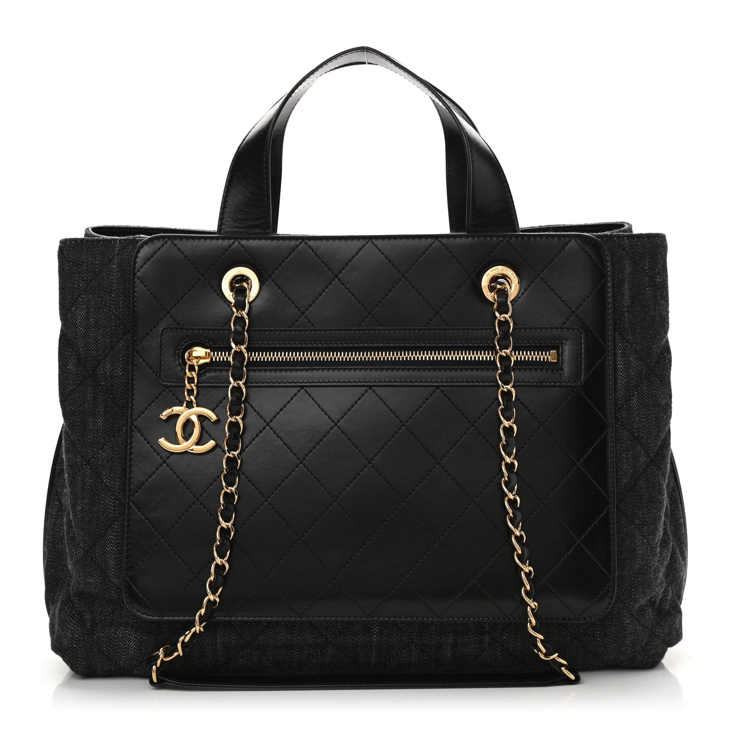 Chanel Denim Calfskin Quilted Tote Black 1 of 10