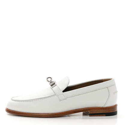 Hermes Calfskin Womens Destin Loafers 35 White 1 of 10