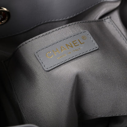 Chanel Lambskin Quilted Large CC Drawstring Bag Light Grey 8 of 10