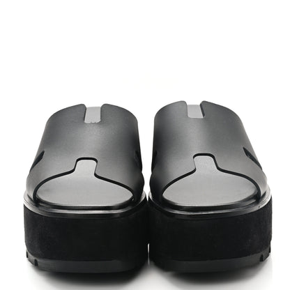 Hermes Calfskin Suede Eze 30 Sandals 37 Black 2 of 9