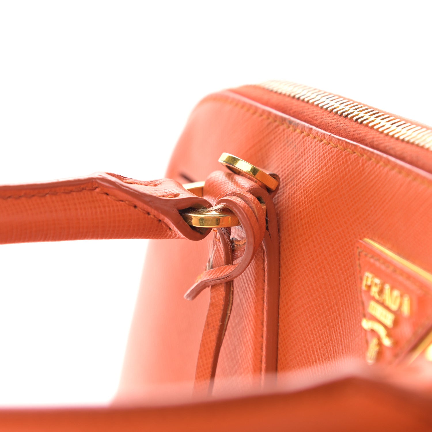 Prada Saffiano Lux Medium Promenade Tote Papaya 15 of 19