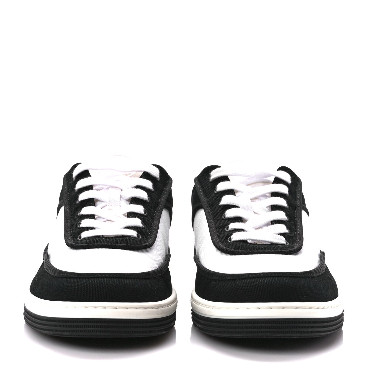 Chanel Fabric Womens Logo Sneakers 39.5 Black White 2 of 9