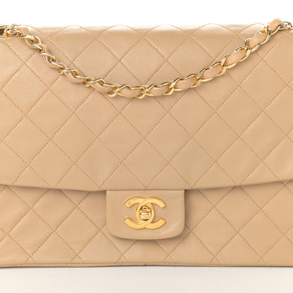 Chanel Lambskin Quilted Medium Single Flap Beige 10 of 10