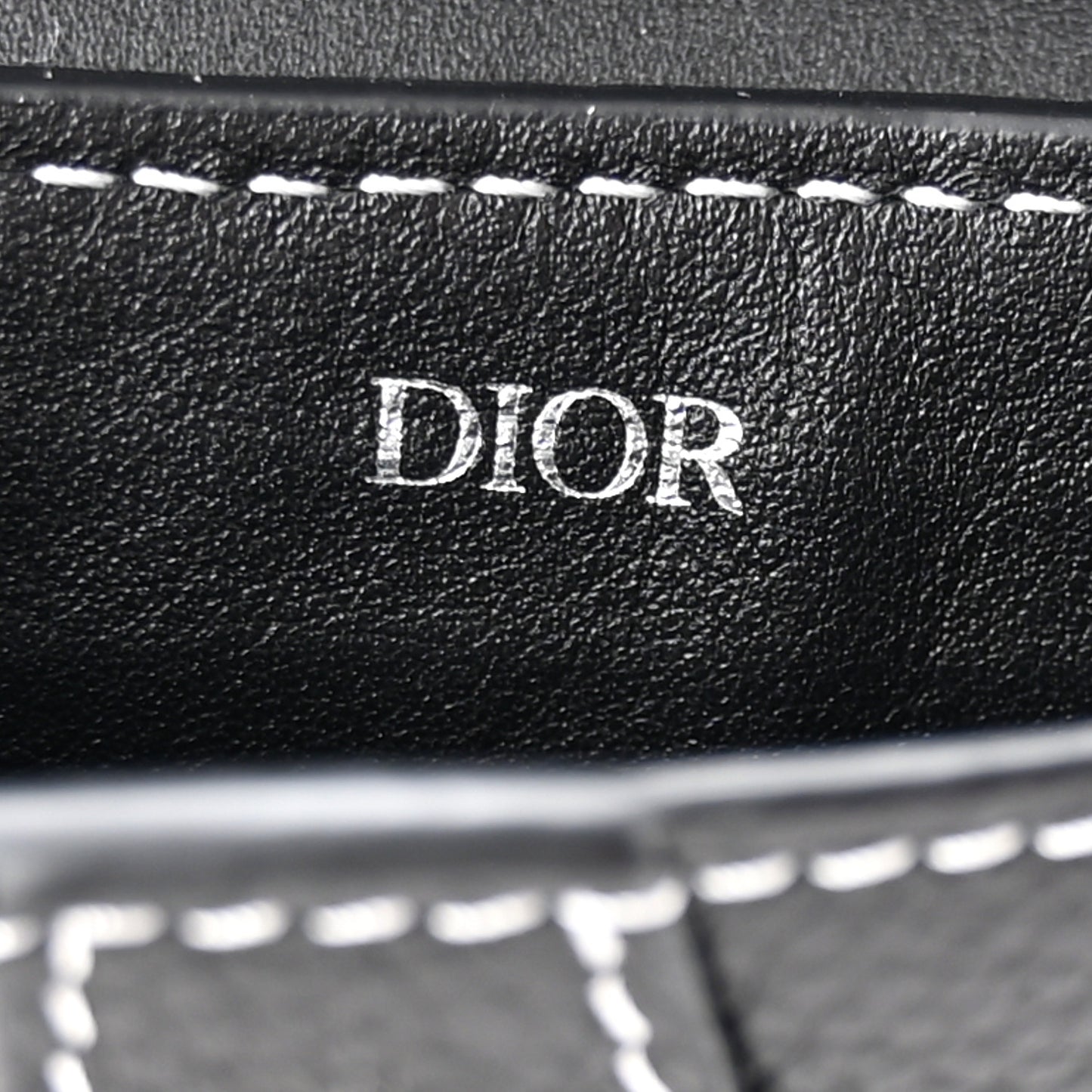 Grained Calfskin Saddle Mini Key Ring Black