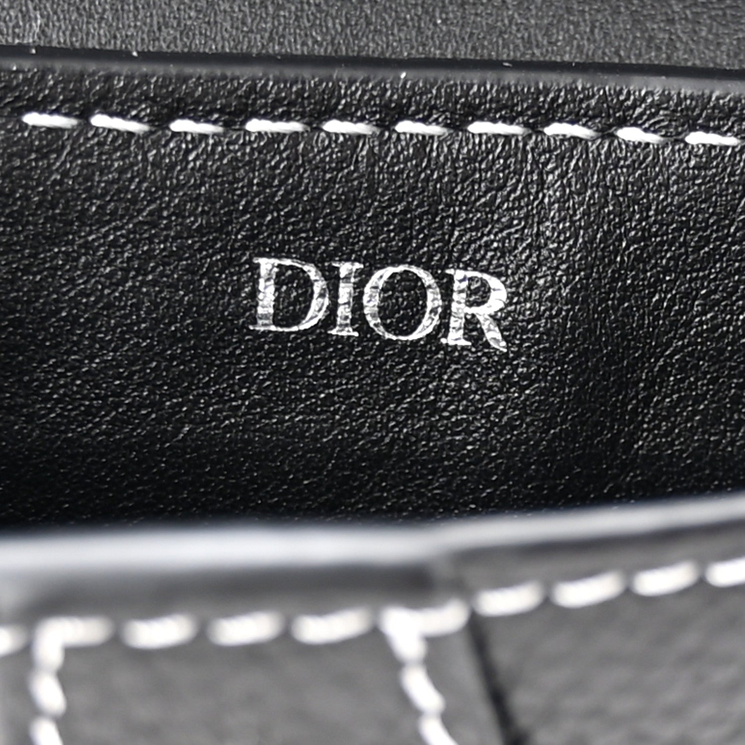 Christian Dior Grained Calfskin Saddle Mini Key Ring Black 4 of 6
