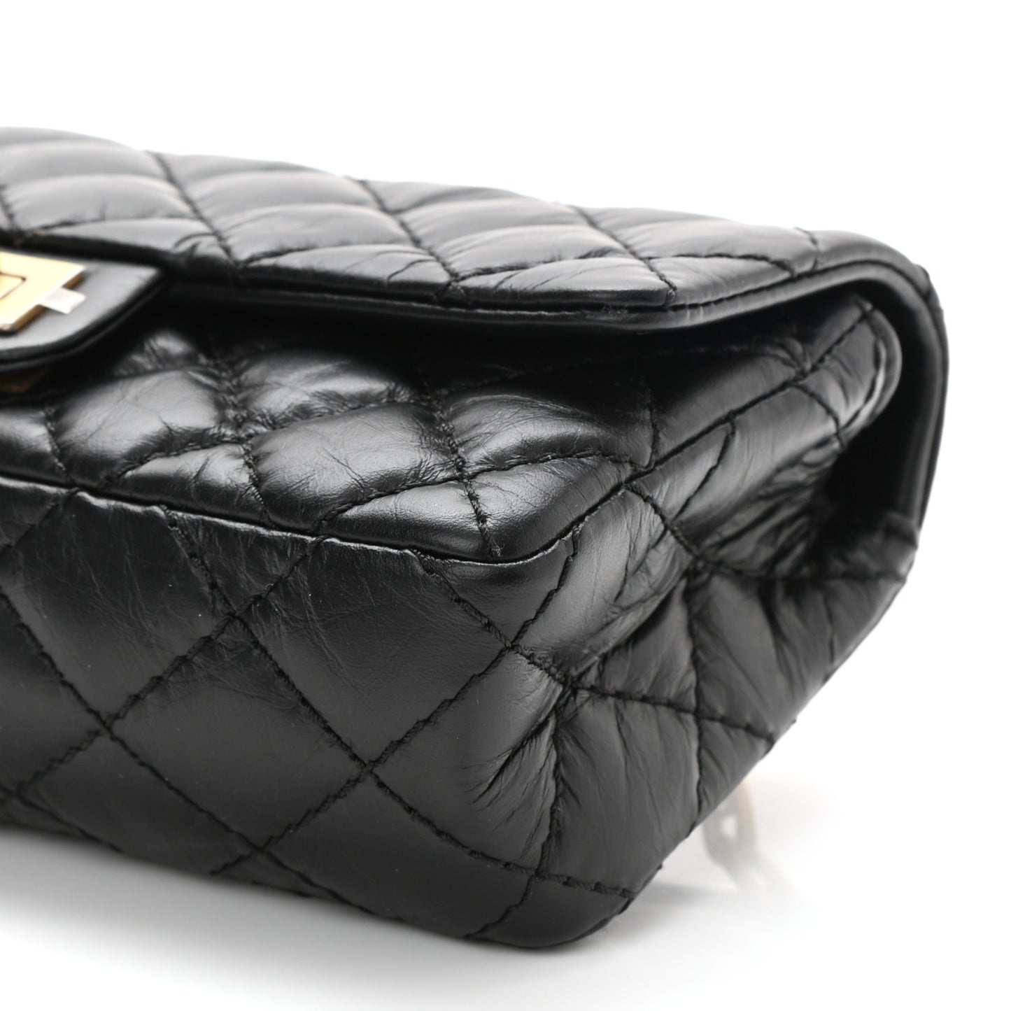 Aged Calfskin Quilted 2.55 Reissue Flap Belt Bag Clutch Black