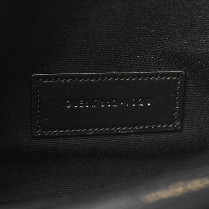 Saint Laurent Grain De Poudre Matelasse Chevron Monogram Envelope Clutch Black 6 of 11