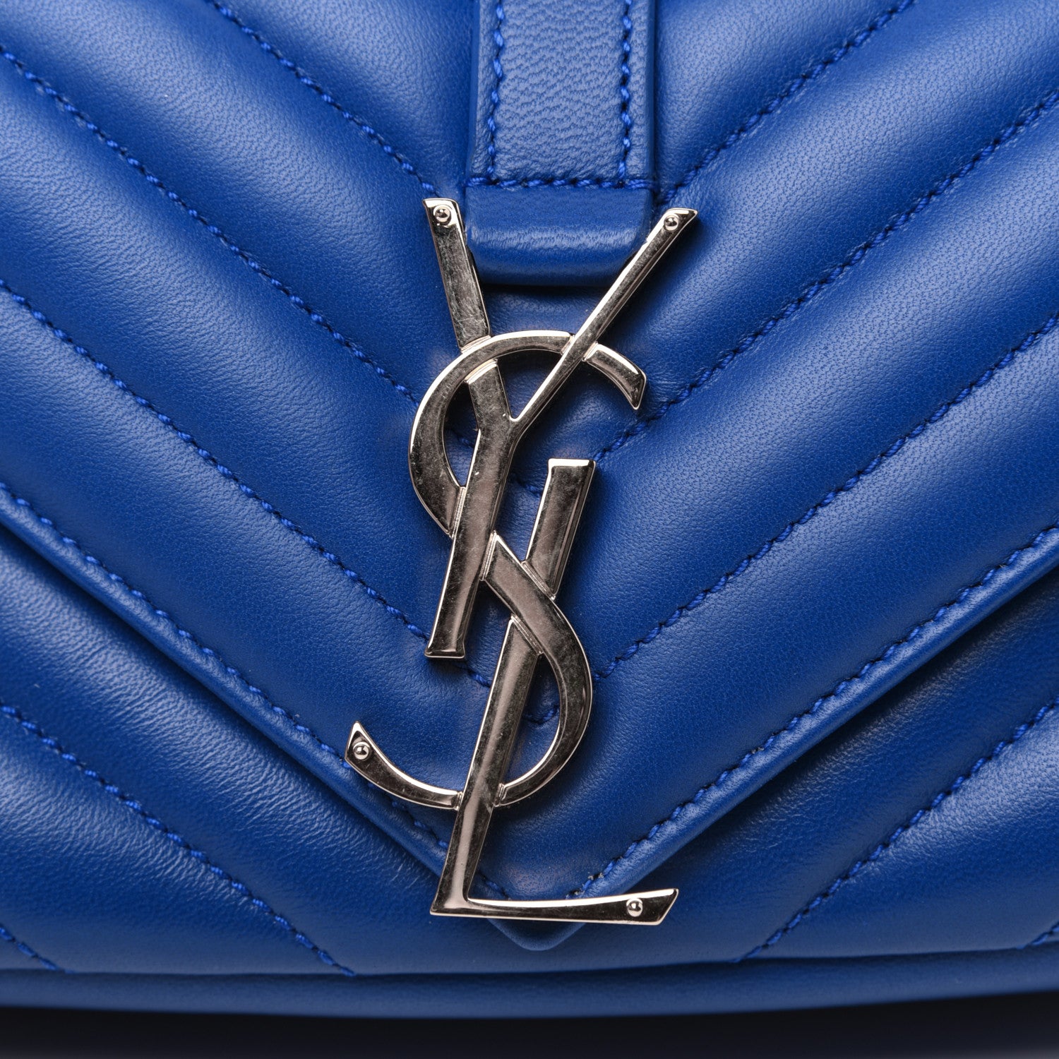 Saint Laurent Sheepskin Matelasse Chevron Monogram Classic Baby Chain Bag Blue Majorelle 16 of 17
