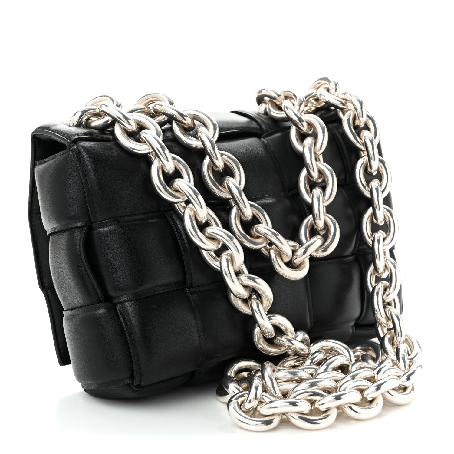 Bottega Veneta Lambskin Maxi Intreccio Padded Chain Cassette Crossbody Bag Black 3 of 10