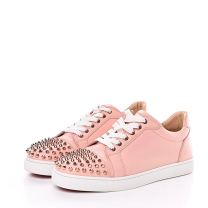 Christian Louboutin Calfskin Womens Vieira Spiked Flat Sneakers 39.5 Jupon Pink 3 of 10