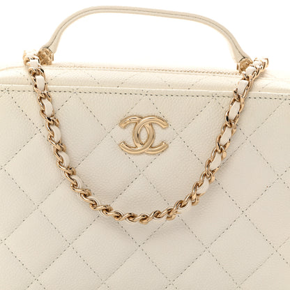 Chanel Caviar Quilted Top Handle Vanity Case White 9 of 12
