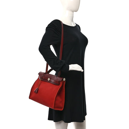 Hermes Military Toile Vache Hunter Herbag Zip 31 PM Rouge Grenat 2 of 10