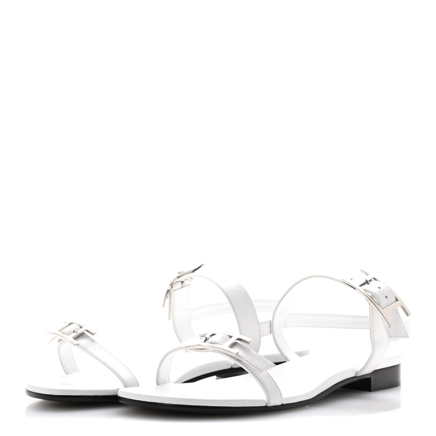 Calfskin Cristal Sandals 39 White