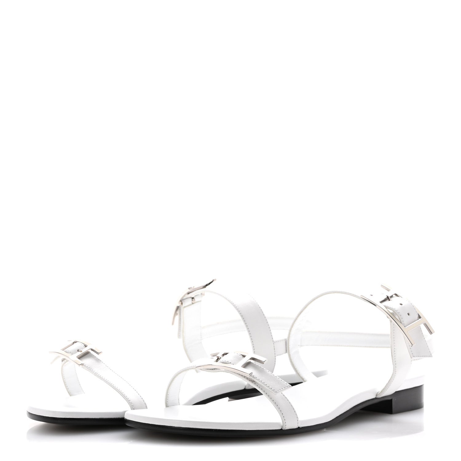 Hermes Calfskin Cristal Sandals 39 White 4 of 11