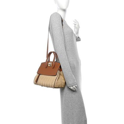 Salvatore Ferragamo Wicker Calfskin Medium The Studio Bag Naturale Brown 2 of 10