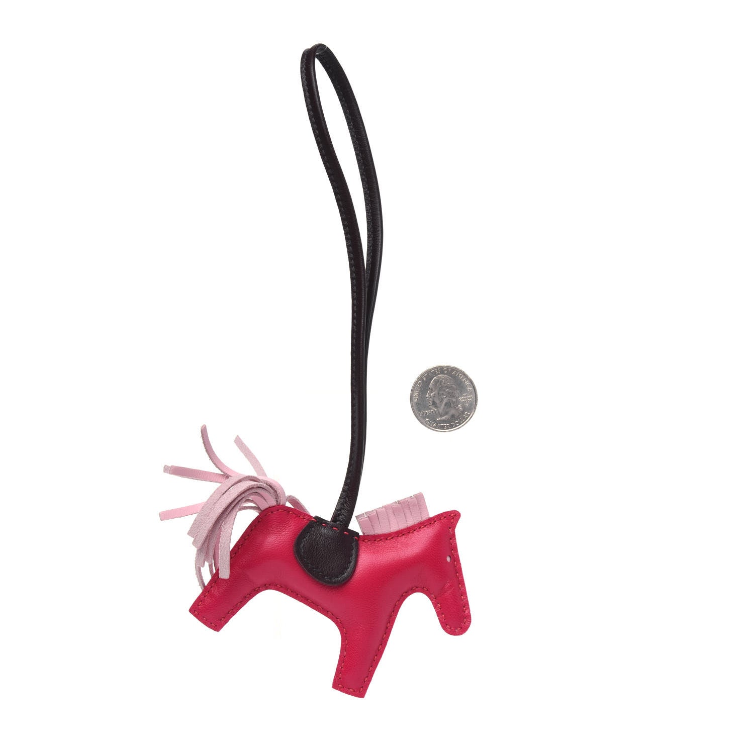Hermes Milo Lambskin Grigri Rodeo Horse Bag Charm PM Rose Sakura Framboise Rouge Sellier 2 of 2