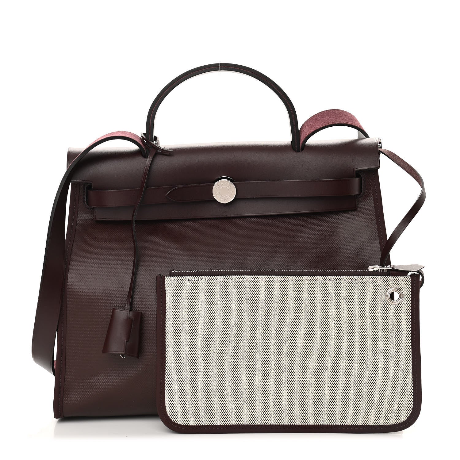 Hermes Toile H Berline Vache Hunter Herbag Zip 31 PM Rouge Sellier 1 of 10