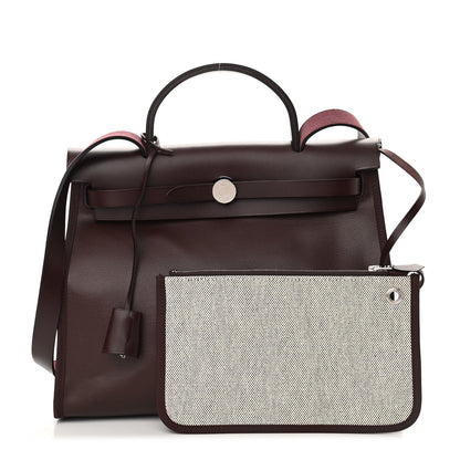 Hermes Toile H Berline Vache Hunter Herbag Zip 31 PM Rouge Sellier 1 of 10