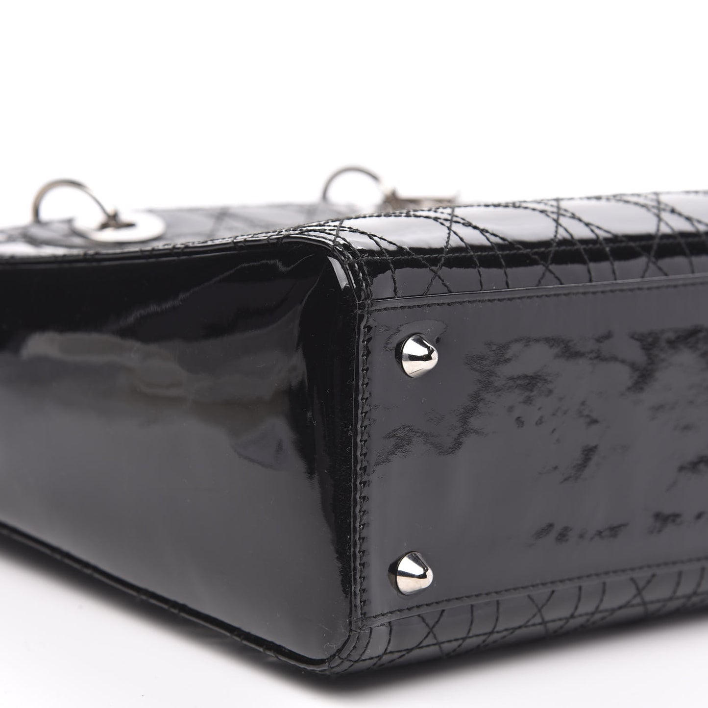 Patent Cannage Stitched Large Lady Dior Black