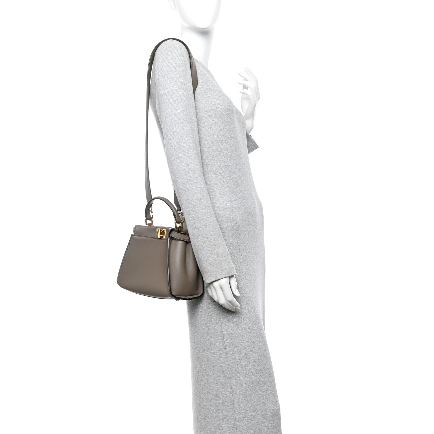 Fendi Vitello Seta Canvas FF Embroidered Mini Peekaboo Iconic