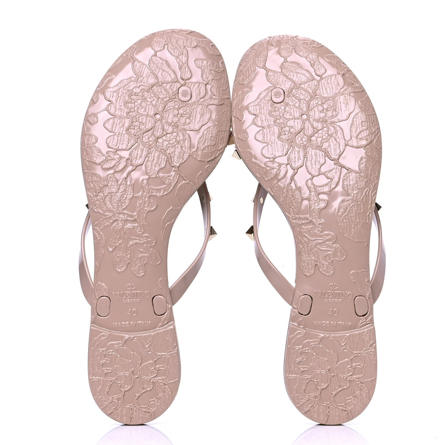 Valentino Garavani PVC Jelly Rockstud Bow Thong Sandals 40 Poudre 4 of 4