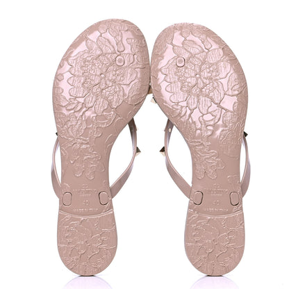 Valentino Garavani PVC Jelly Rockstud Bow Thong Sandals 40 Poudre 4 of 4