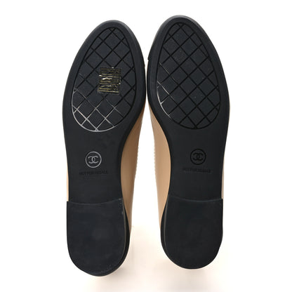 Chanel Lambskin Cap Toe CC Uniform Ballerina Flats 35.5 Beige Black 5 of 8