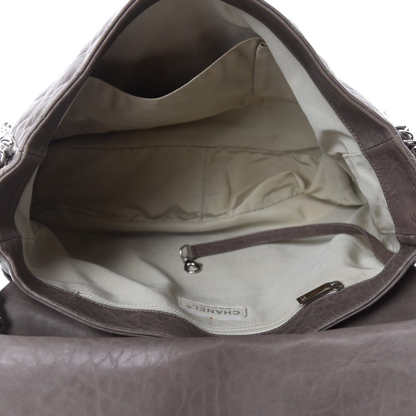 Washed Lambskin Quilted Chain Around Maxi Flap Taupe