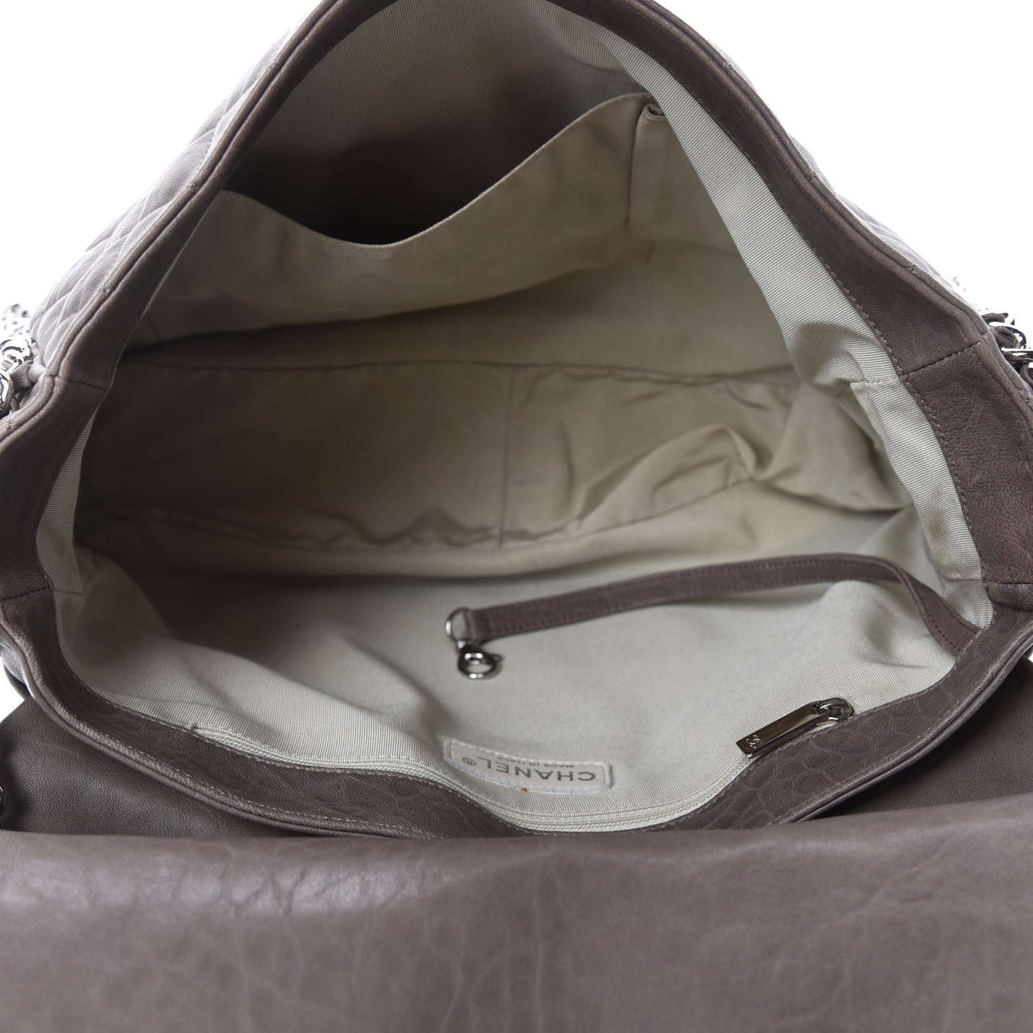 Chanel Washed Lambskin Quilted Chain Around Maxi Flap Taupe 5 of 11