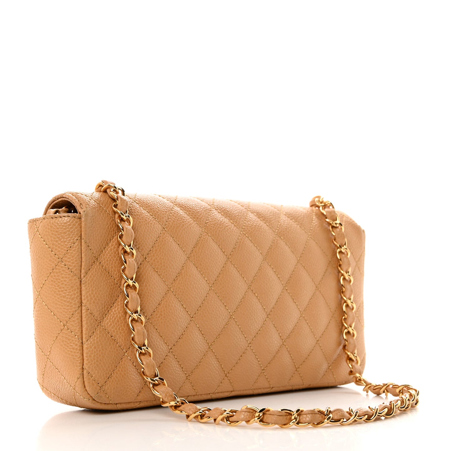 Caviar Quilted East West Flap Beige