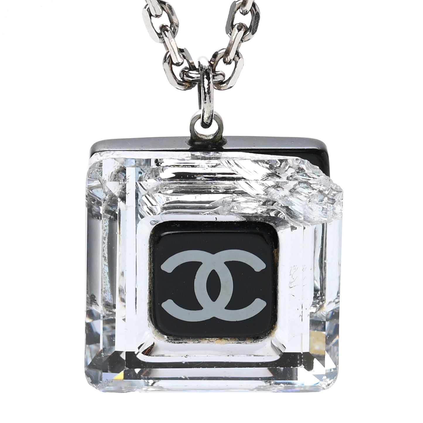 Lucite CC Square Charm Necklace