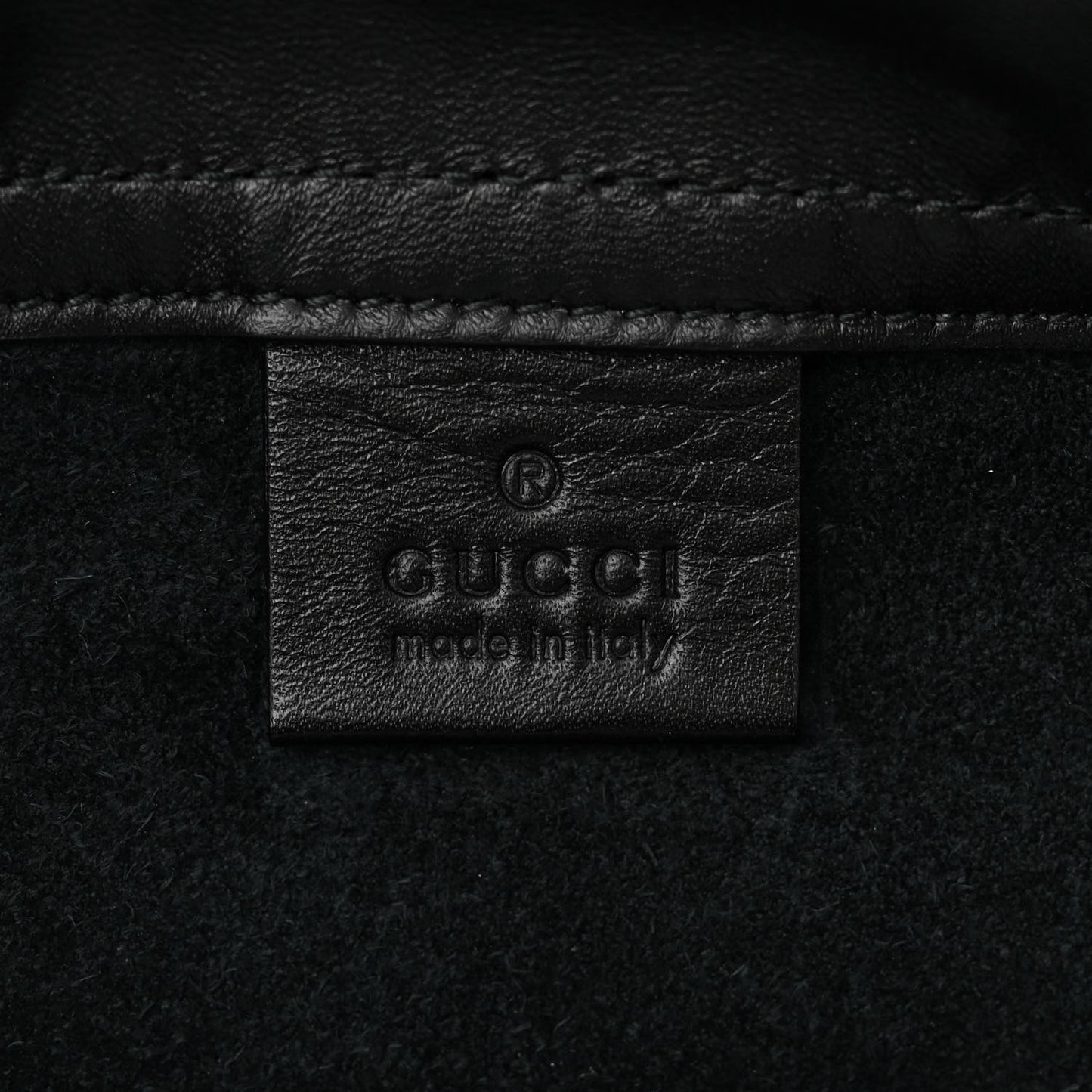 Calfskin Logo Drawstring Backpack Black