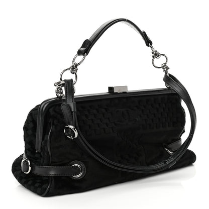 Chanel Velvet Checkered Kisslock Frame Bag Black 3 of 10
