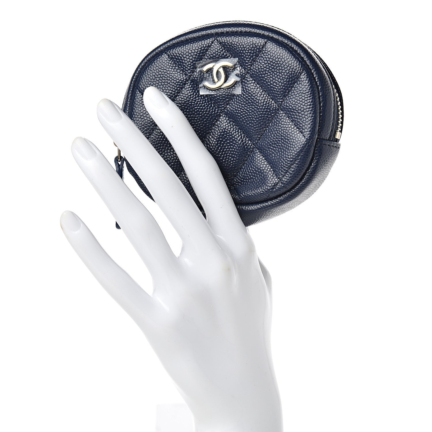 Chanel Caviar Quilted Zip Around Classic Coin Purse Navy Blue 2 of 8