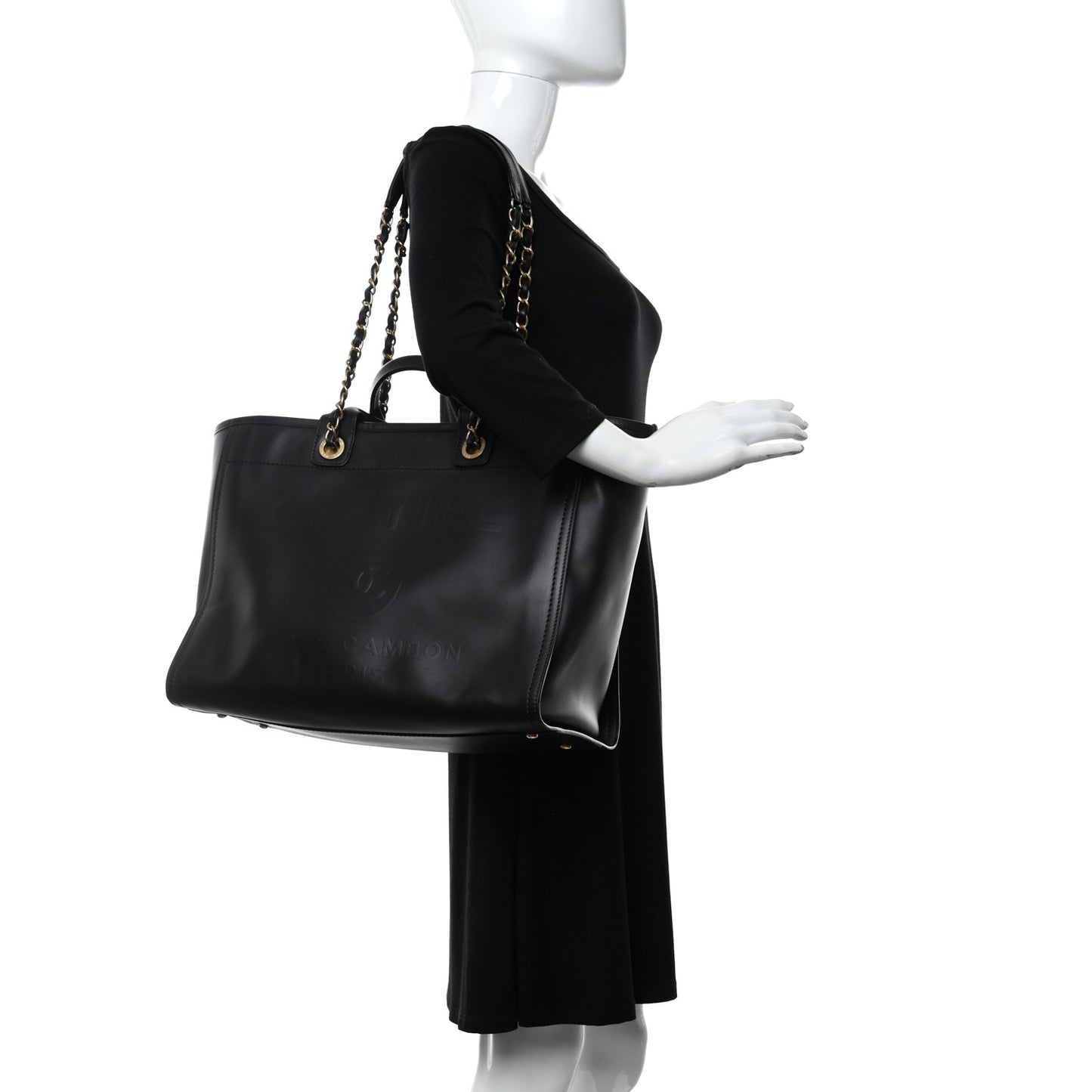 Calfskin Medium Deauville Tote Black