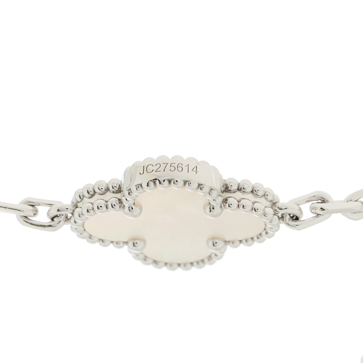 18K White Gold Mother of Pearl 10 Motifs Vintage Alhambra Necklace