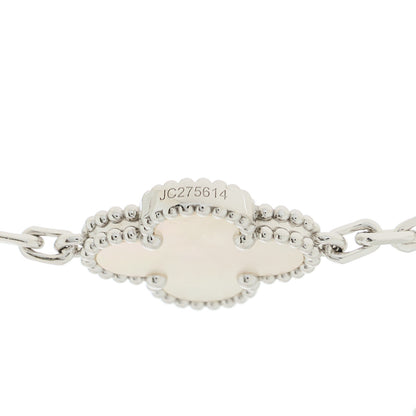 Van Cleef & Arpels 18K White Gold Mother of Pearl 10 Motifs Vintage Alhambra Necklace 7 of 9